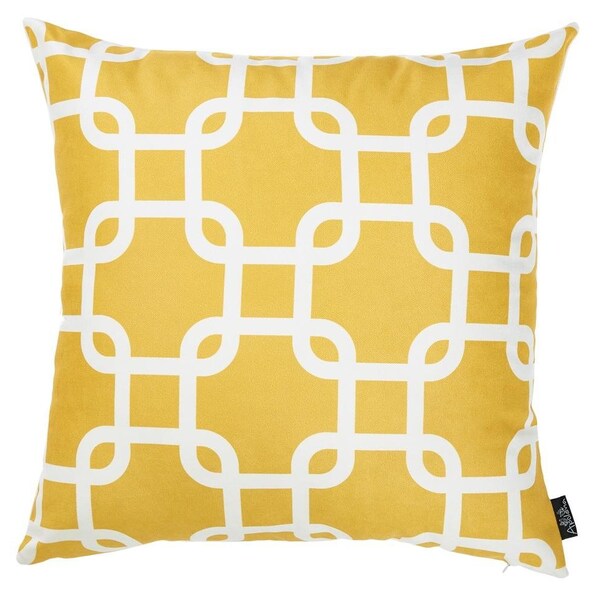 Homeroots Yellow Nautica Latice Printed Decorative Throw Pillow Cover 18 x 18 in. - 355328