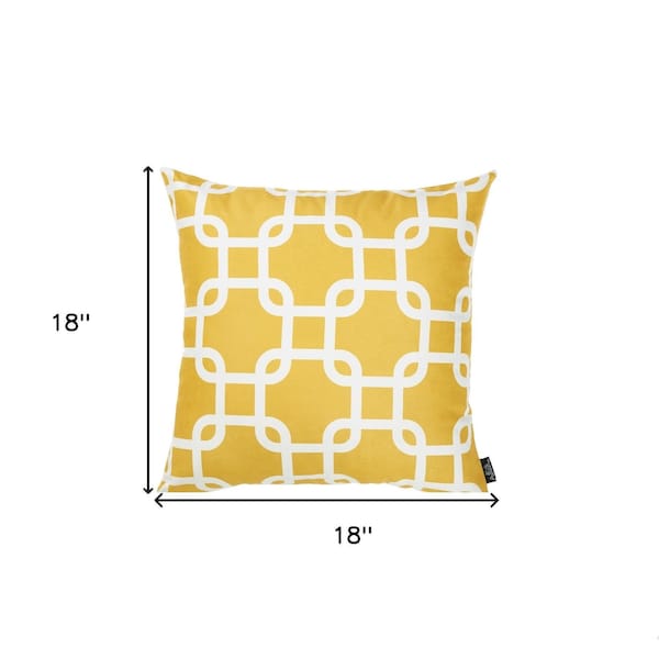 Homeroots Yellow Nautica Latice Printed Decorative Throw Pillow Cover 18 x 18 in. - 355328
