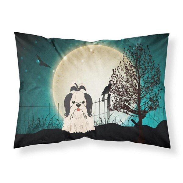 Micasa Halloween Scary Shih Tzu Black White Fabric Standard Pillowcase, 20.5 x 0.25 x 30 in. - MI225471