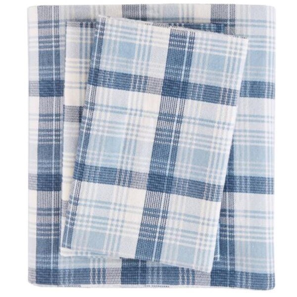Woolrich Cozy Flannel Sheet Set, Blue Plaid - California King - WR20-2045