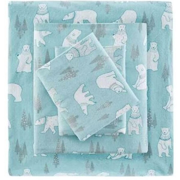 Imageware Systems Cozy Flannel Sheet Set, Blue Polar Bears - Full - TN20-0265