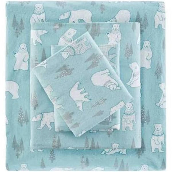 Imageware Systems Cozy Flannel Sheet Set, Blue Polar Bears - Twin - TN20-0263