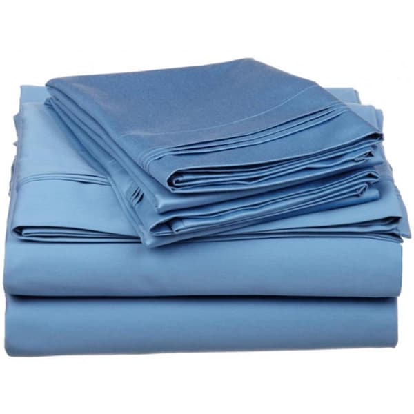 Impressions By Luxor Treasures Egyptian Cotton 650 Thread Count Solid Sheet Set Twin XL-Medium Blue - 650XLSH SLMB