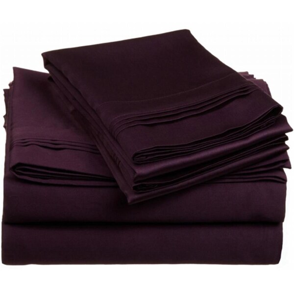 Impressions By Luxor Treasures Egyptian Cotton 650 Thread Count Solid Sheet Set Twin XL-Plum - 650XLSH SLPL