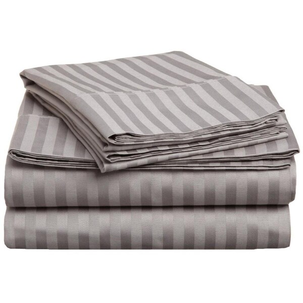 Impressions 300 Queen Sheet Set- Egyptian Cotton Stripe - Grey - 300QNSH STGR