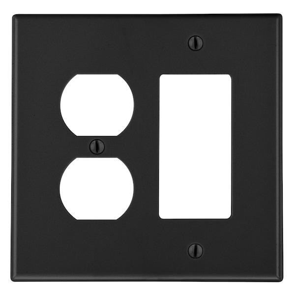 Hubbell Wiring Device-Kellems WALLPLATE, 2-G, 1) DUP 1) DEC, BK - P826BK