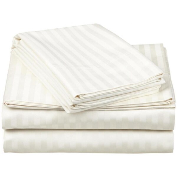 Impressions By Luxor Treasures Egyptian Cotton 650 Thread Count Stripe Sheet Set Full-Ivory - 650FLSH STIV