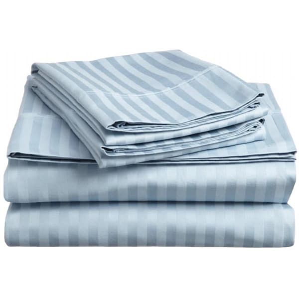 Impressions By Luxor Treasures 400 Thread Count Egyptian Cotton Queen Sheet Set Stripe Light Blue - 400QNSH STLB
