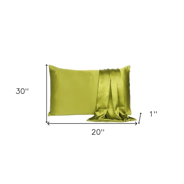 Homeroots 20 x 30 in. Lemongrass Dreamy Silky Satin Queen Size Pillowcases - 387897