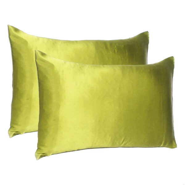 Homeroots 20 x 30 in. Lemongrass Dreamy Silky Satin Queen Size Pillowcases - 387897