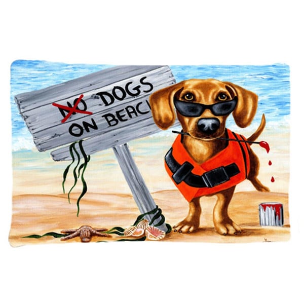 Carolines Treasures The Dog Beach Dachshund Fabric Standard Pillowcase - CA78385