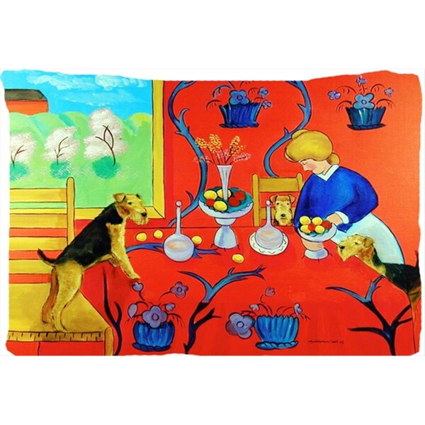 Micasa 20.5 x 30 in. Airedale Terrier With Lady In The Kitchen Moisture Wicking Fabric Standard Pillowcase - MI54525
