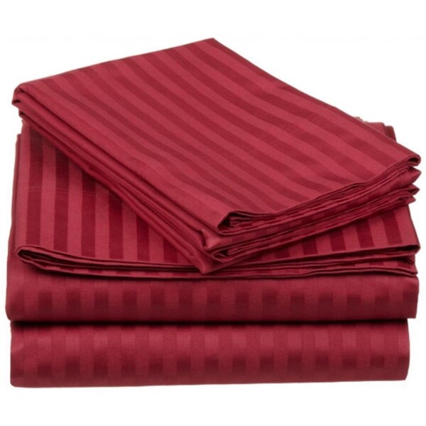 Superior  Egyptian Cotton 650 Thread Count Stripe Sheet Set  Full-Burgundy - 650FLSH STBG