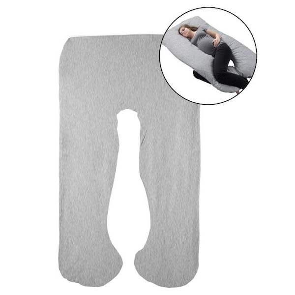 Lavish Home Lavish Home 64-PREGN-COV-JERG U-Shaped 100 Percent Cotton Jersey Replacement Pillowcase Full Body Pillow Cover - Gray - 64-PREGN-COV-JERG