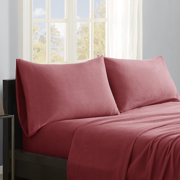 True North By Sleep Philosophy True North Micro Fleece Sheet Set, Queen - Red - SHET20-536