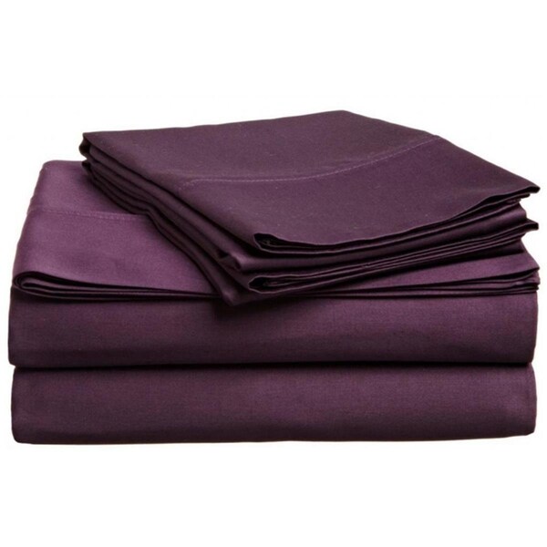 Superior  400 Thread Count Egyptian Cotton Twin Sheet Set Solid  Plum - 400TWSH SLPL