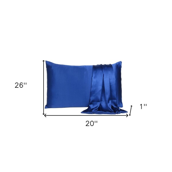 Homeroots 20 x 26 in. Navy Blue Dreamy Silky Satin Standard Size Pillowcases - 387871