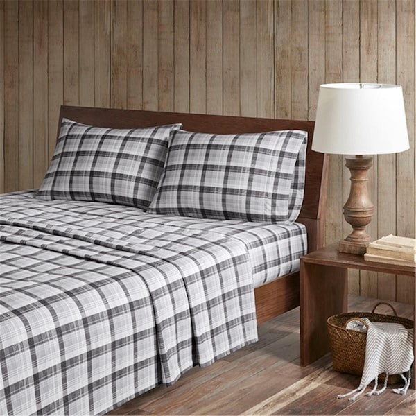 Woolrich Cozy Flannel Sheet Set, Grey Plaid - King - WR20-2047
