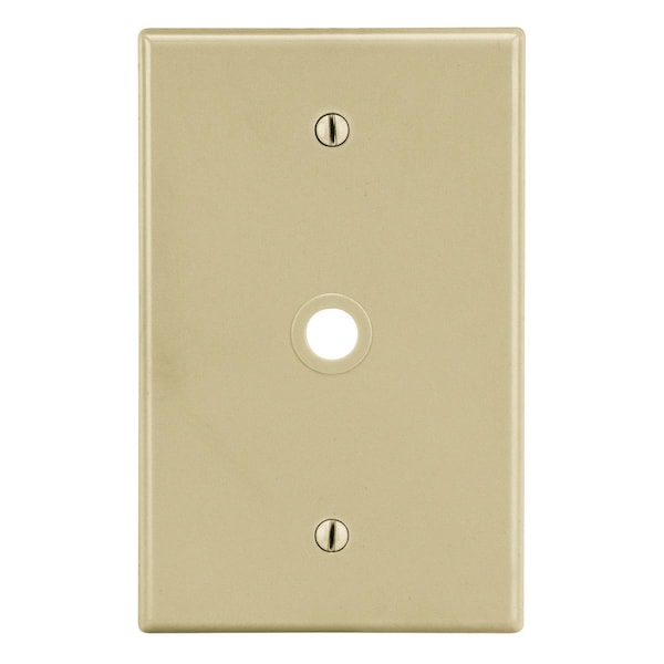 Hubbell Wiring Device-Kellems Wallplate, Mid-Size 1-Gang, .406" Opening, Box Mount, Ivory - PJ11I