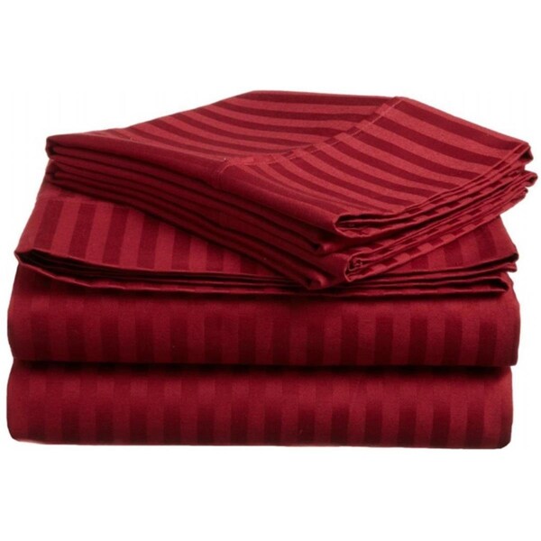 Superior  400 Thread Count Egyptian Cotton Twin XL Sheet Set Stripe  Burgundy - 400XLSH STBG