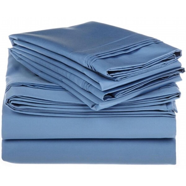 Impressions By Luxor Treasures Egyptian Cotton 1000 Thread Count Solid Sheet Set California King-Medium Blue - 1000CKSH SLMB