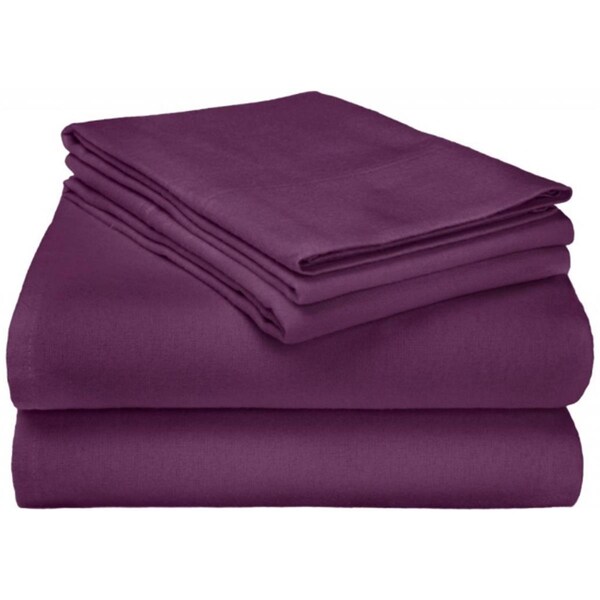Impressions By Luxor Treasures Cotton Flannel California King Sheet Set Solid, Purple - FLACKSH SLPR