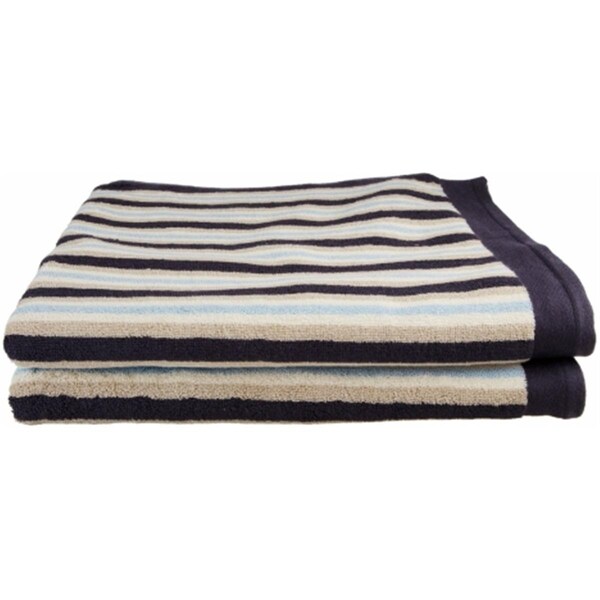 Superior Collection Luxurious Stripes 100% Cotton 2-Piece Bath Sheet Set-Blue, 2PK - ST BSHEET BL