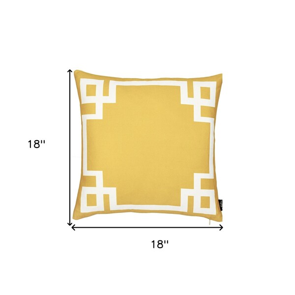 Homeroots Yellow & White Geometric Decorative Throw Pillow Cover 18 x 18 in. - 355339