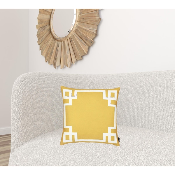 Homeroots Yellow & White Geometric Decorative Throw Pillow Cover 18 x 18 in. - 355339