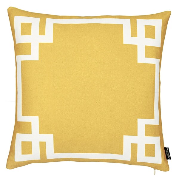 Homeroots Yellow & White Geometric Decorative Throw Pillow Cover 18 x 18 in. - 355339