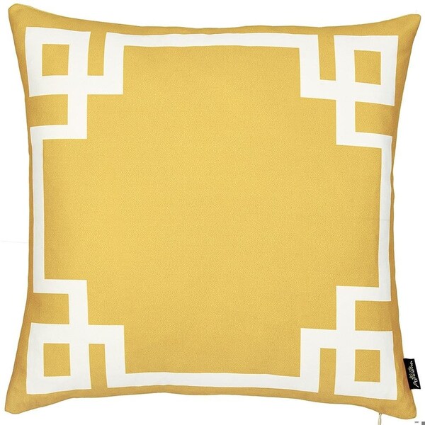 Homeroots Yellow & White Geometric Decorative Throw Pillow Cover 18 x 18 in. - 355339