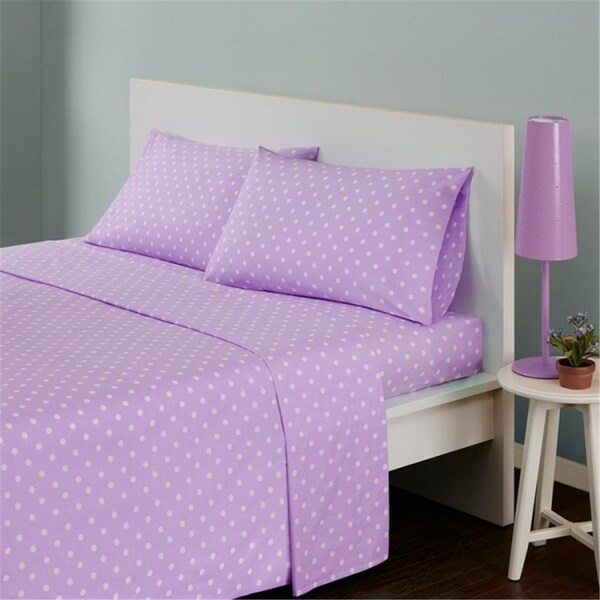 Mi Zone Polka Dot Cotton Sheet Set, Full, Purple - MZ20-419