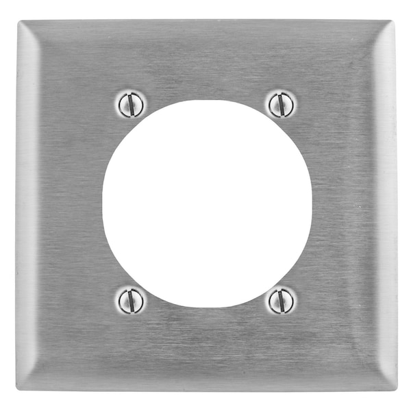 Hubbell Wiring Device-Kellems Wallplates and Boxes, Metallic Plates, 2- Gang, 1) 2.66" Opening, Standard Size, Stainless Steel - SS716