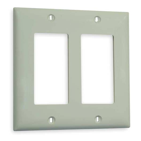 Hubbell Rocker Wall Plates and Box Cover, Number of Gangs: 2 Nylon, Smooth Finish, Office White - P262LA