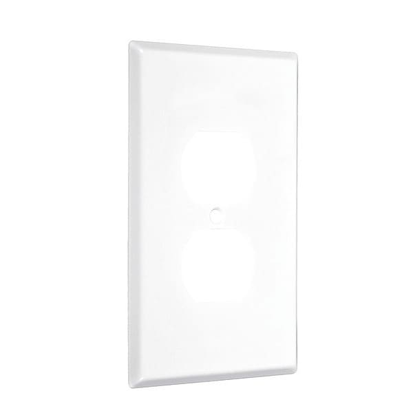 Taymac Duplex Jumbo Wall Plates, Number of Gangs: 1 Metal, Smooth Finish, White - WJW-D