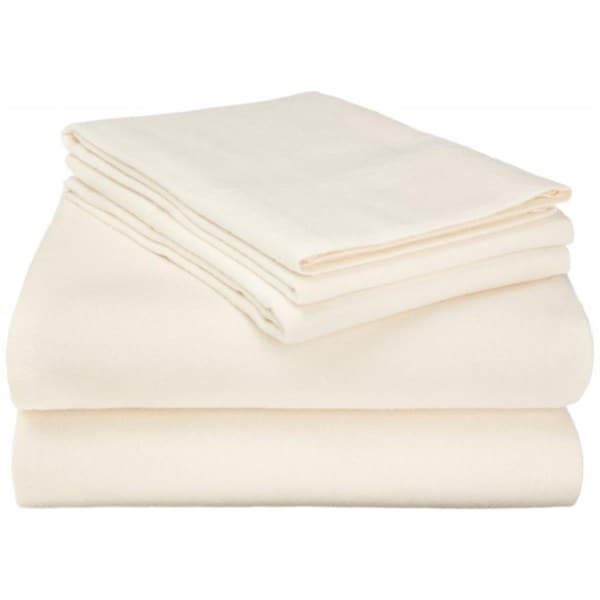 Superior  Impressions by Luxor Treasures FLACKSH SLIV Cotton Flannel California King Sheet Set Solid; Ivory - FLACKSH SLIV