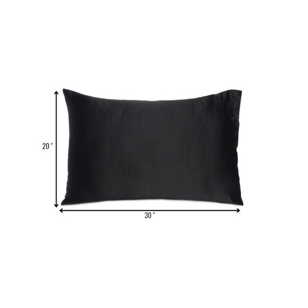 Homeroots 20 x 30 in. Black Dreamy Silky Satin Queen Size Pillowcases - 387888