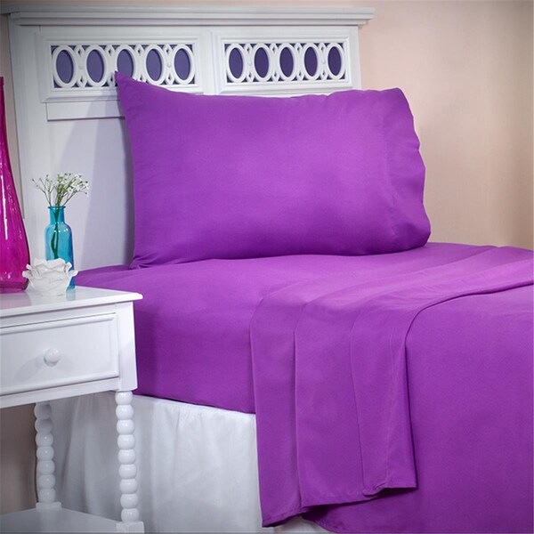 Daphnes Dinnette Series 1200 Twin Size Sheet Set - Purple - 3 Piece - DA3305494