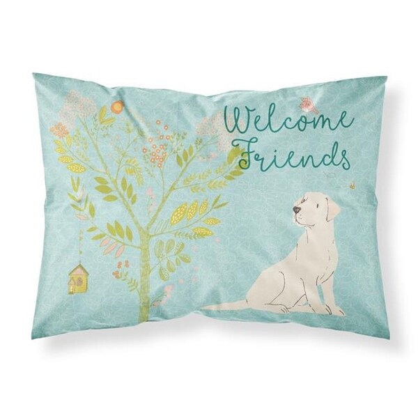 Carolines Treasures Carolines Treasures BB7596PILLOWCASE Welcome Friends Yellow Labrador Retriever Fabric Standard Pillowcase - BB7596PILLOWCASE