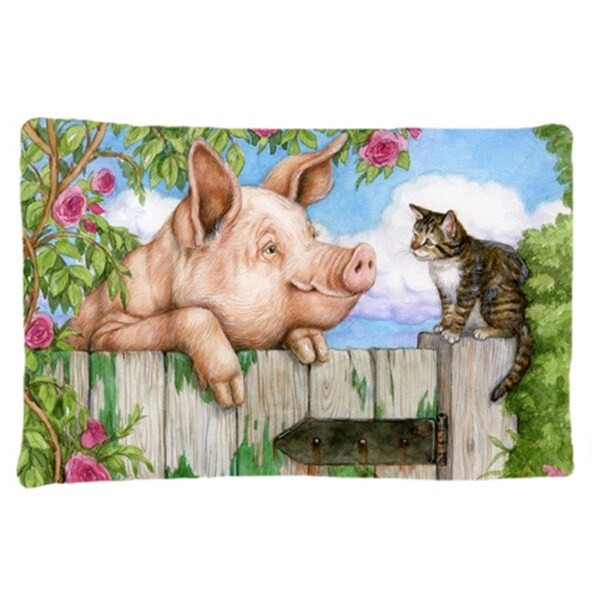 Jensendistributionservices Pig at the Gate with the Cat Fabric Standard Pillowcase - MI2557474