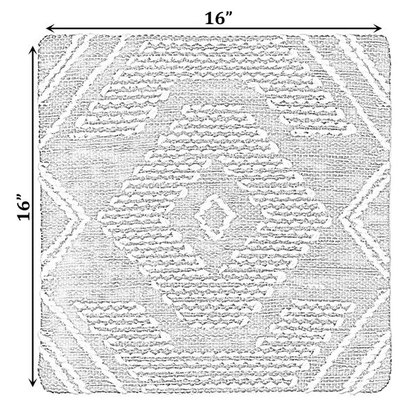 Deerlux 16" Throw Pillow Cover with White on Black Tribal Pattern and Corner Tassels, Black & White - QI004304