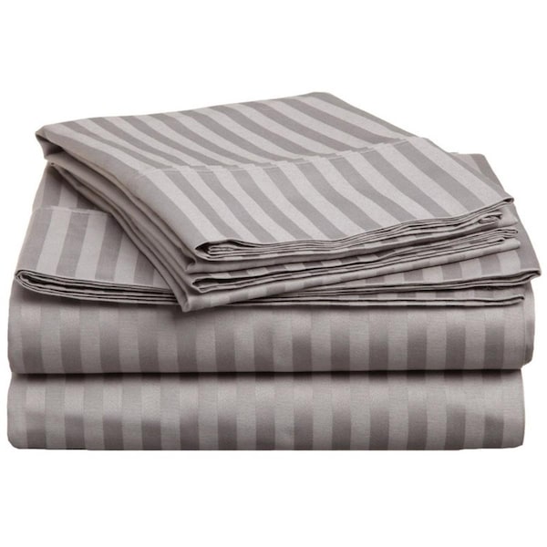 Impressions 300 King Sheet Set- Egyptian Cotton Stripe - Grey - 300KGSH STGR