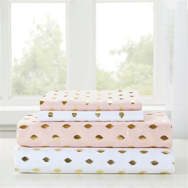 Intelligent Design Intelligent Design ID20-1476 Printed Sheet Set - Blush & Gold; Queen Size - ID20-1476