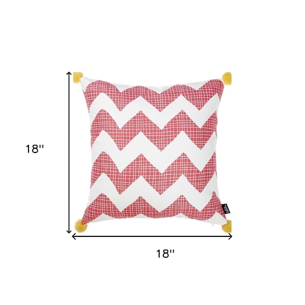 Homeroots Pink Tropical Chevron Decorative Throw Pillow Cover 18 x 18 in. - 355345