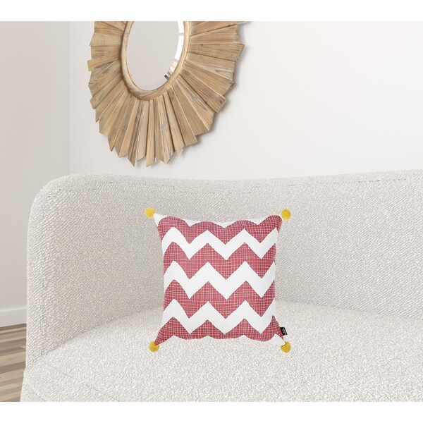 Homeroots Pink Tropical Chevron Decorative Throw Pillow Cover 18 x 18 in. - 355345