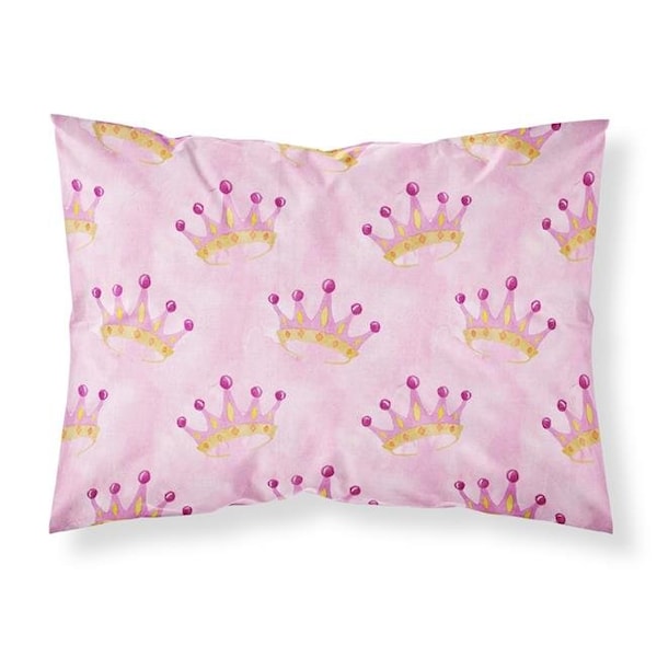Carolines Treasures Carolines Treasures BB7546PILLOWCASE Watercolor Princess Crown on Pink Fabric Standard Pillowcase - BB7546PILLOWCASE