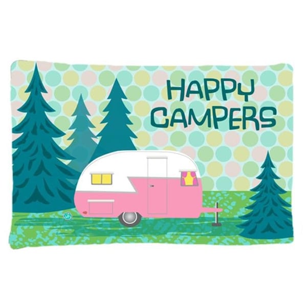 Carolines Treasures Carolines Treasures VHA3004PILLOWCASE Happy Campers Glamping Trailer Fabric Standard Pillowcase - VHA3004PILLOWCASE