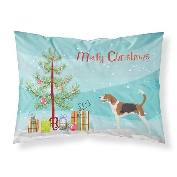 Carolines Treasures Carolines Treasures BB8433PILLOWCASE American Foxhound Christmas Fabric Standard Pillowcase - BB8433PILLOWCASE