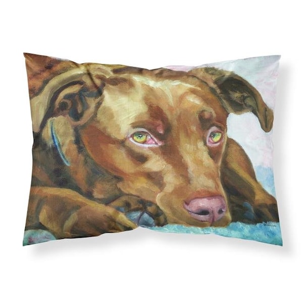 Carolines Treasures Carolines Treasures 7420PILLOWCASE Chocolate Labrador Waiting Fabric Standard Pillowcase - 7420PILLOWCASE
