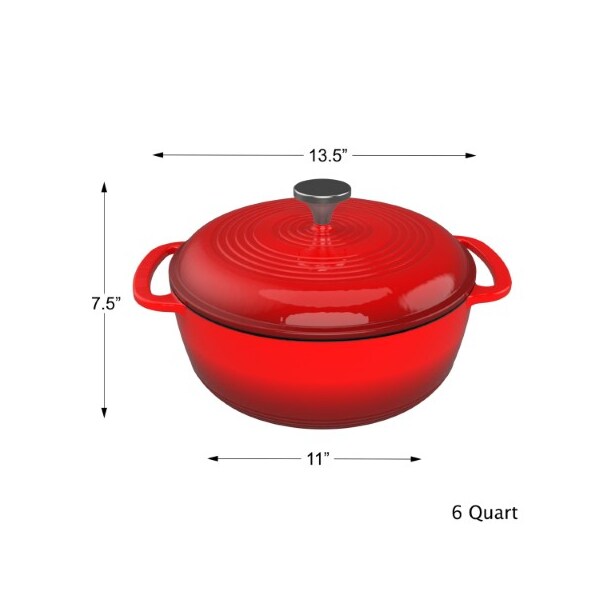 Hastings Home Cast Iron Dutch Oven with Lid, 6-quart Enamel Coated Pot for Oven or Stovetop, for Soup, Chicken - 196601EVU